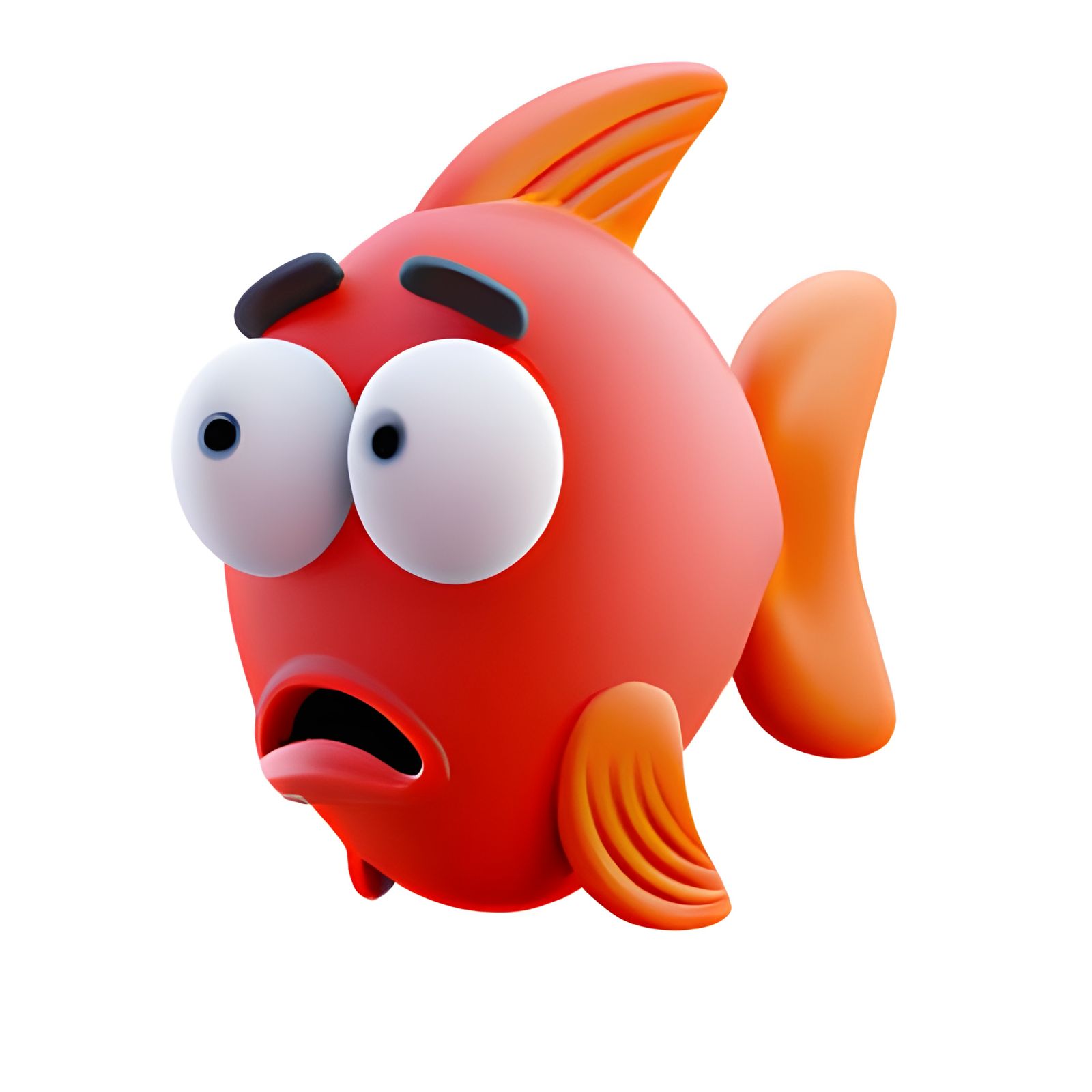 3D Render of a Red Fish Emoji