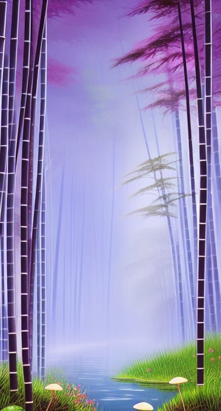 Misty Japanese Bamboo Forest in Anime Style