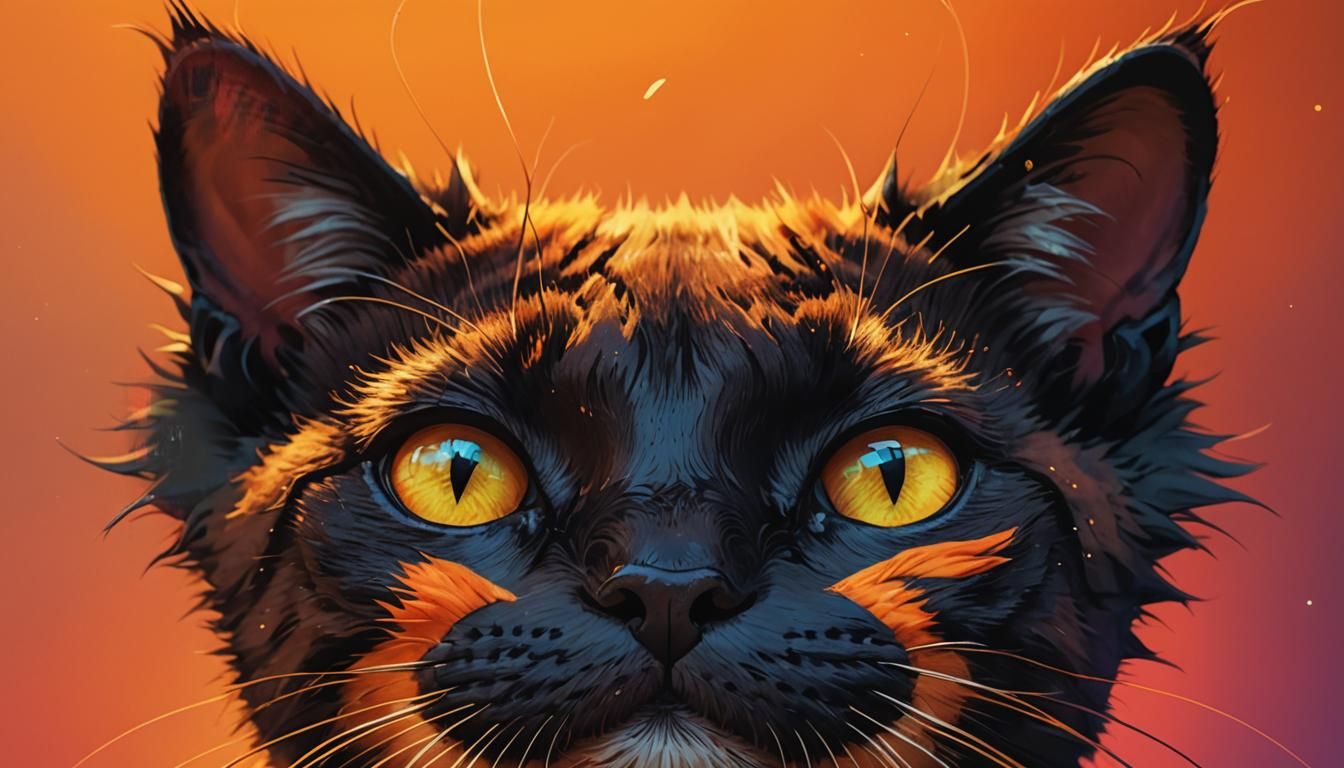 Hyperrealistic Digital Art of a Cat's Face