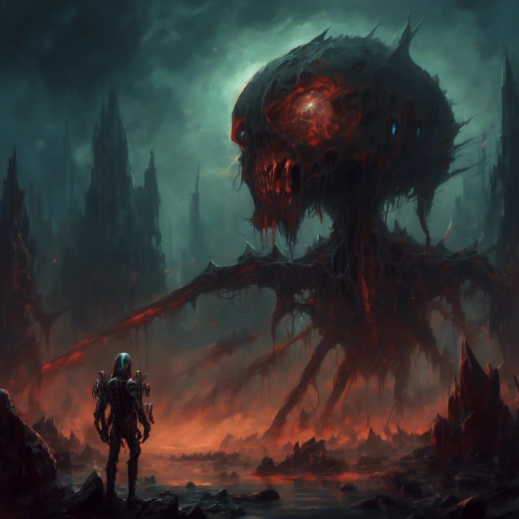 Death Metal Album Cover: Biomechanical Alien Demon