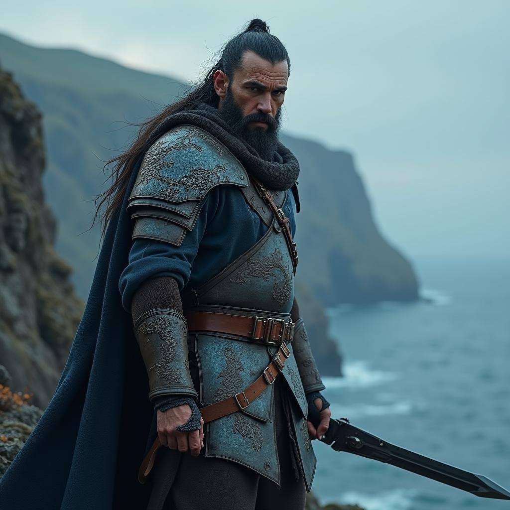 Ironborn Raider on Cliffside, Fantasy Concept Art