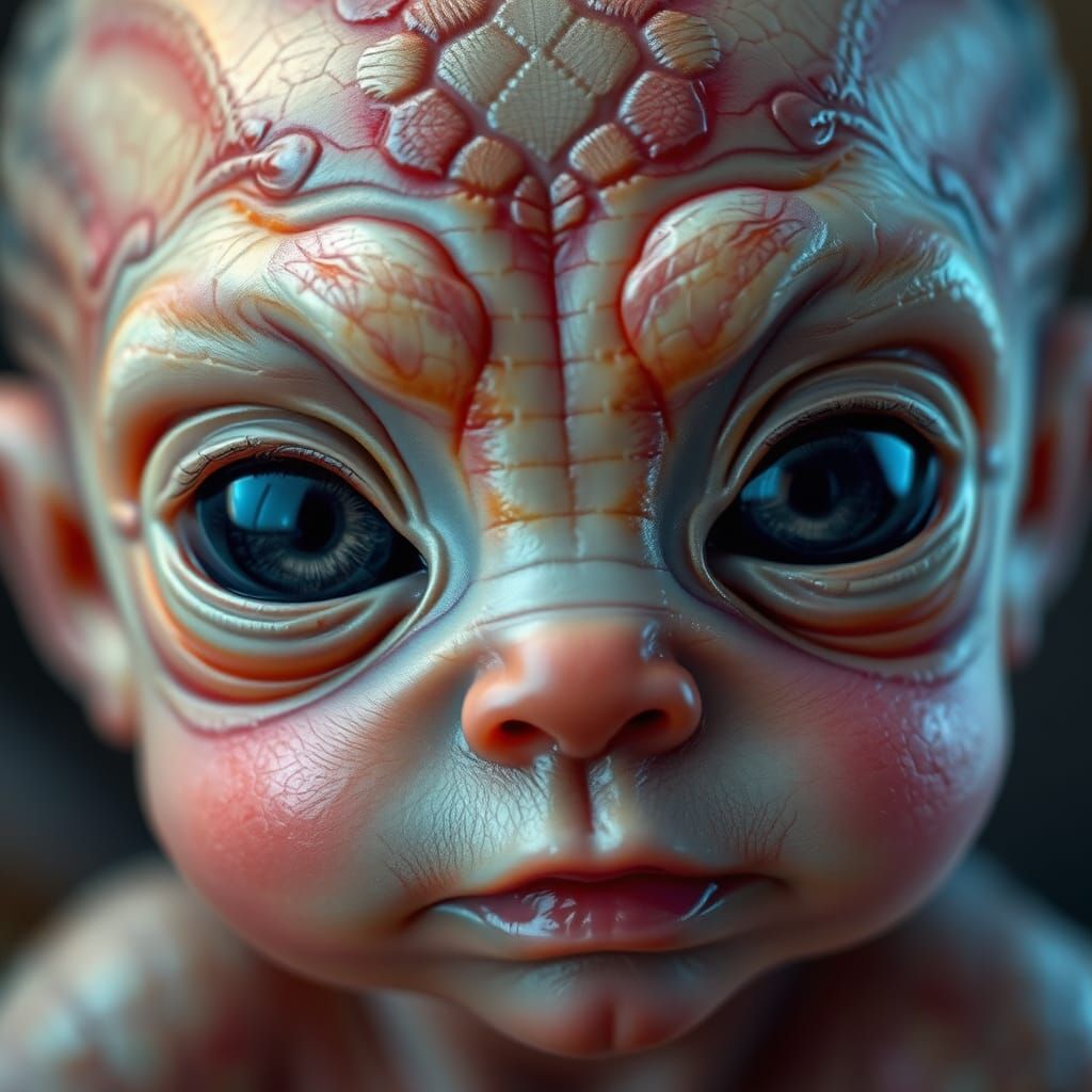 Precious Alien Infant with Shimmering Eyes