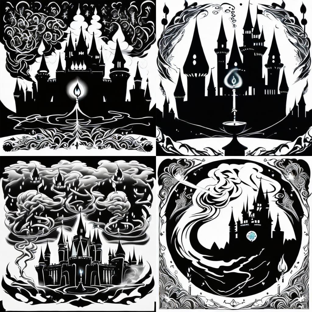 Fantasy Castle Silhouette Formed by Candle Smoke
