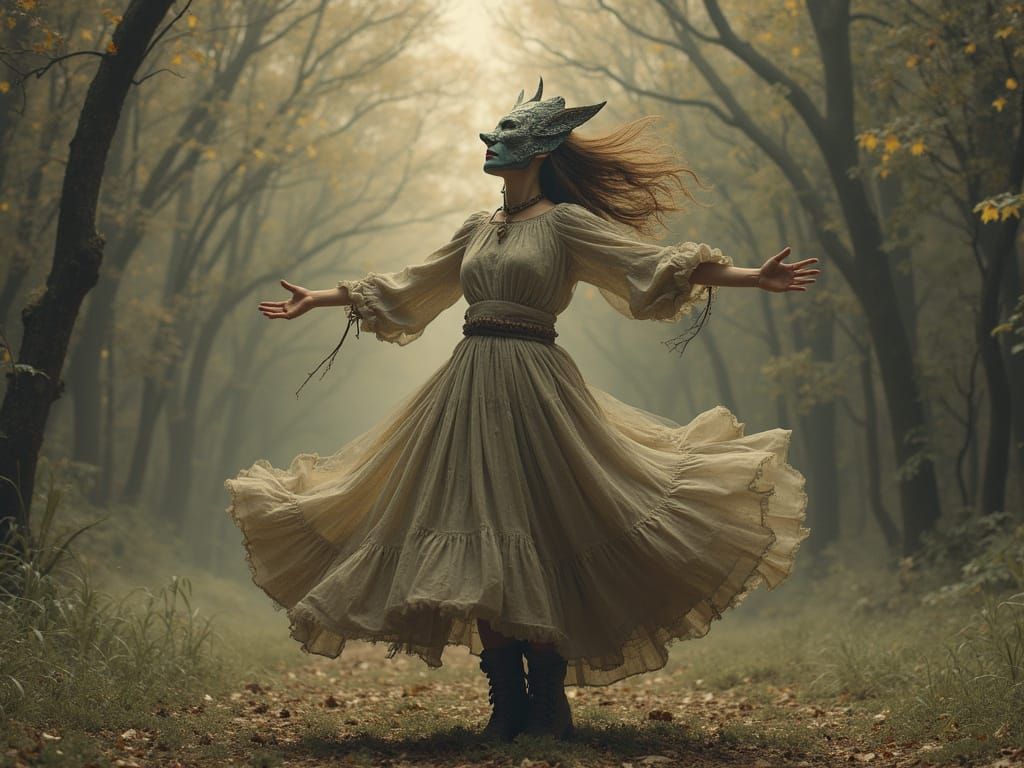 In a Homemade Layered Dress Stomping in the Ragweave Living Dome in a Whirling Reflectigraphic Maelstrom