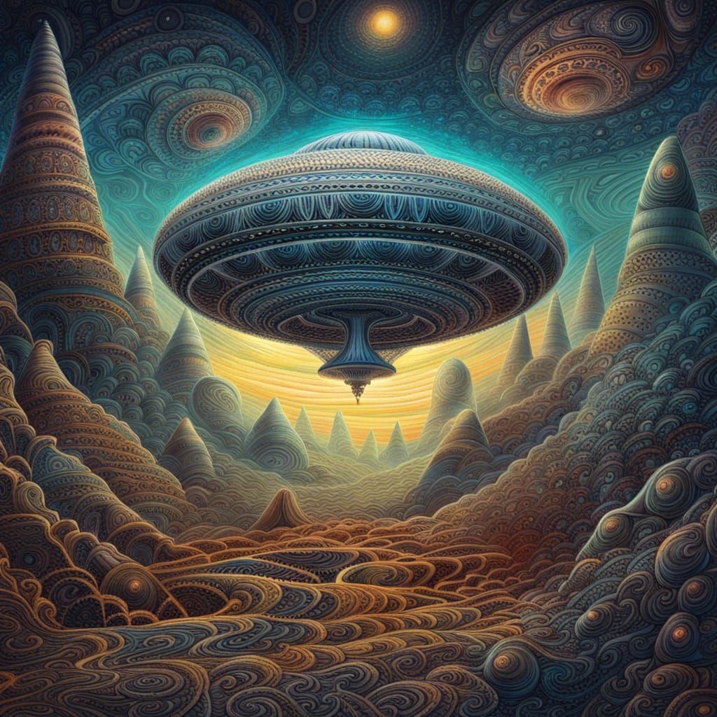 Extraterrestrial Civilization: Beksinski-Style Alien UFO Pai...