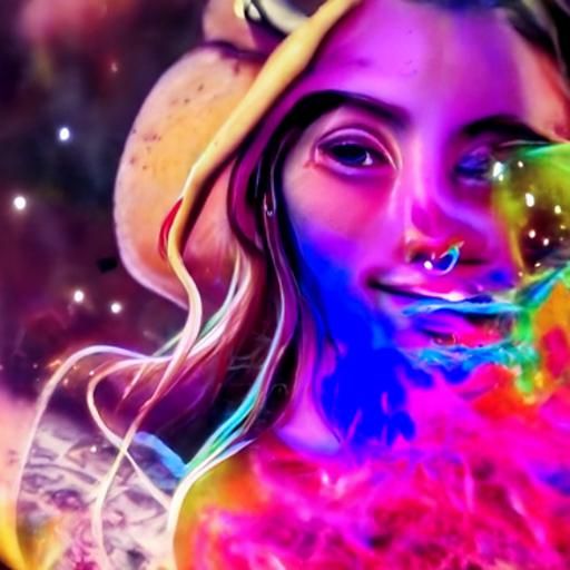 Cosmic Girl: Holographic Astral Illustration