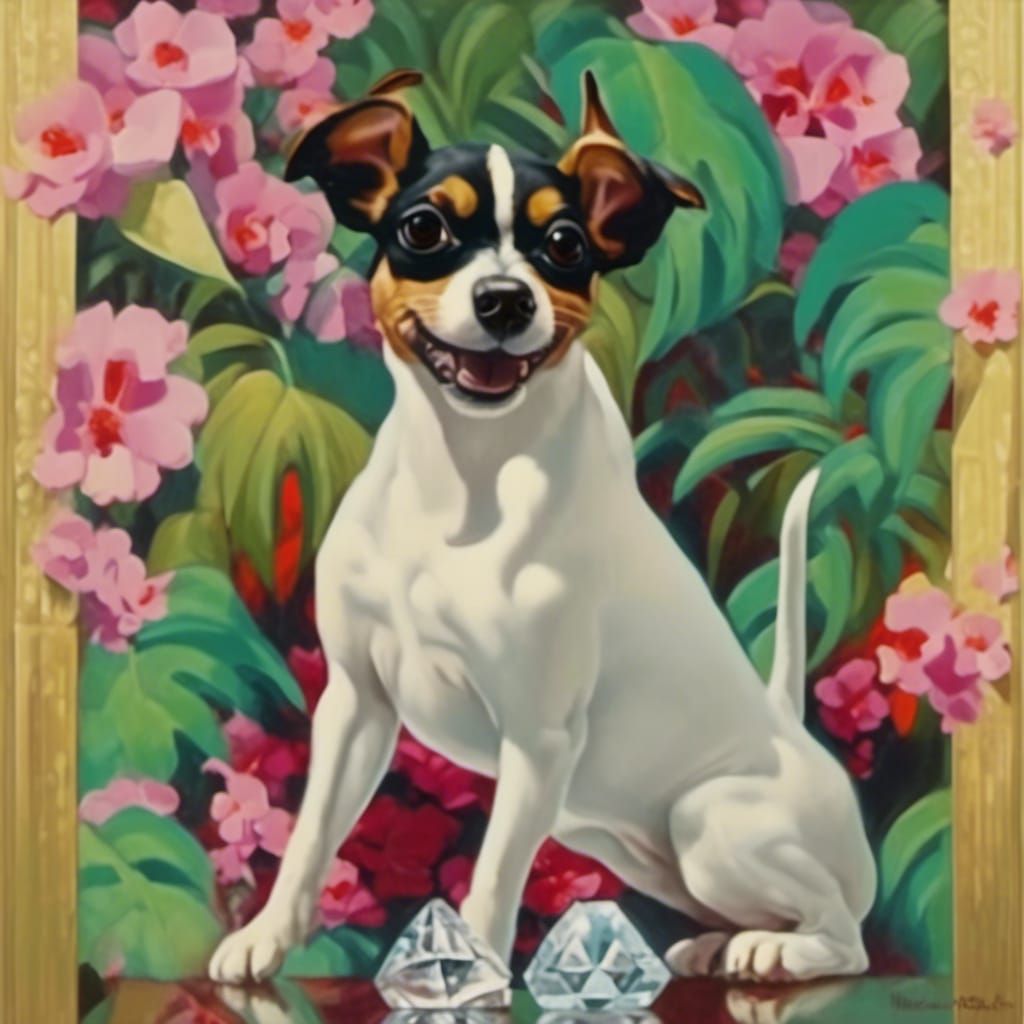 Art Deco Dogs with Diamonds in Tretchikoff Style