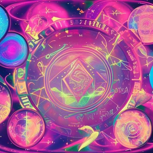 Zodiac Signs in Holographic Cosmic Astral Illustration