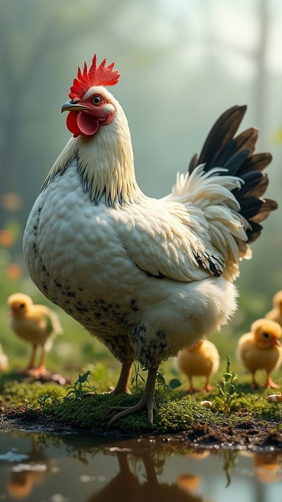 Harmonious Hen in Nature's Garden
