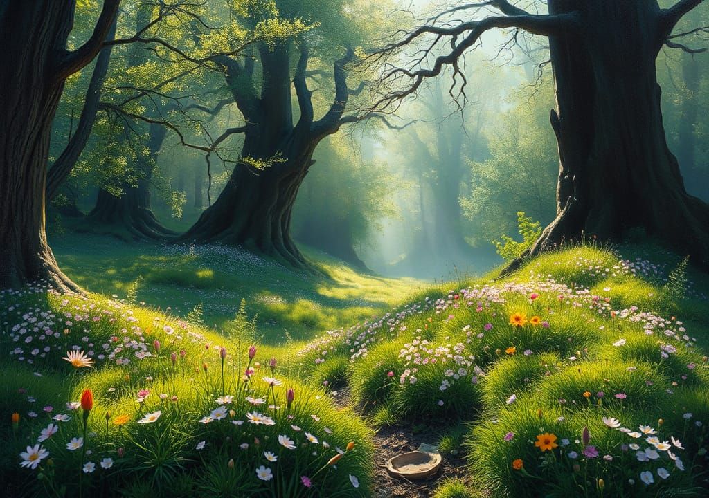 Enchanted Valley Home of Medwyn in Oil Painting