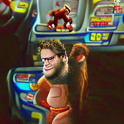 Seth Rogen as Donkey Kong: Photorealistic Portrait
