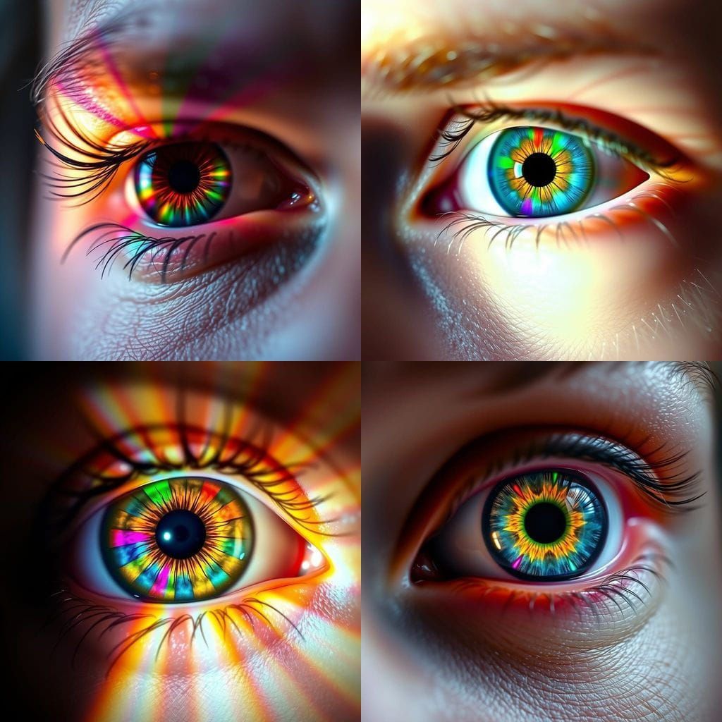 Rainbow Iris Portrait in Vibrant, Radiant Colors