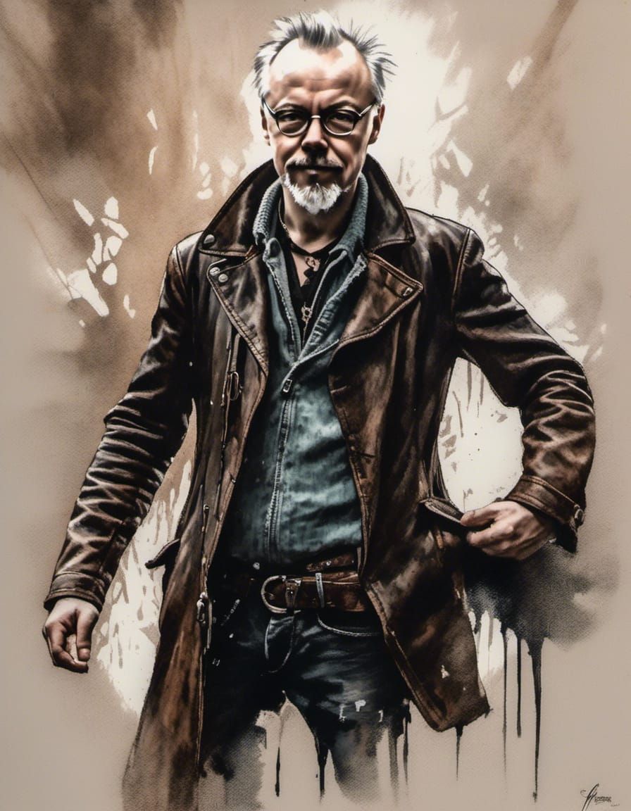 Smiling Man Portrait in Monge and Yerka Style