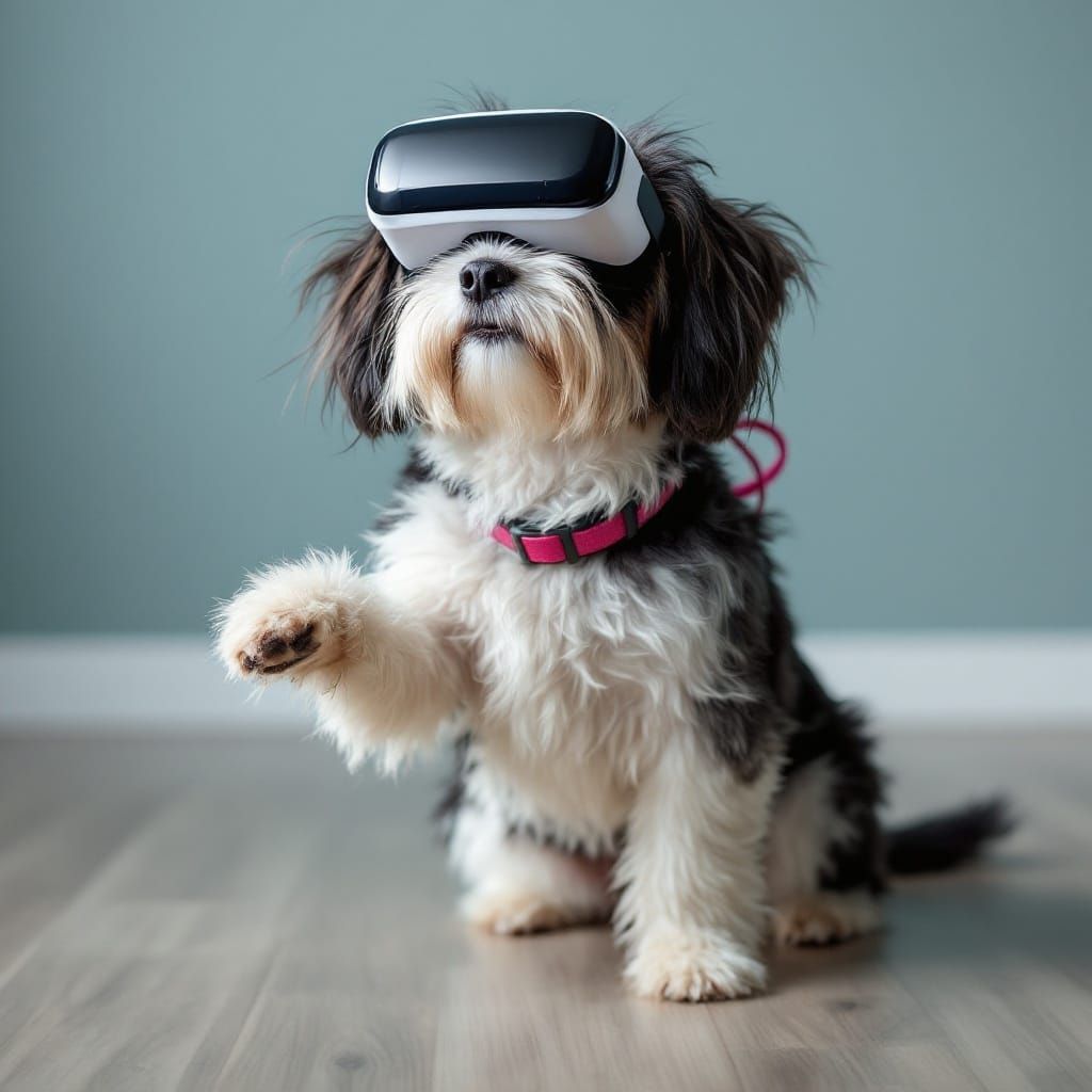 Surreal Havanese Dog Experiences Virtual Reality Fitness Fre...