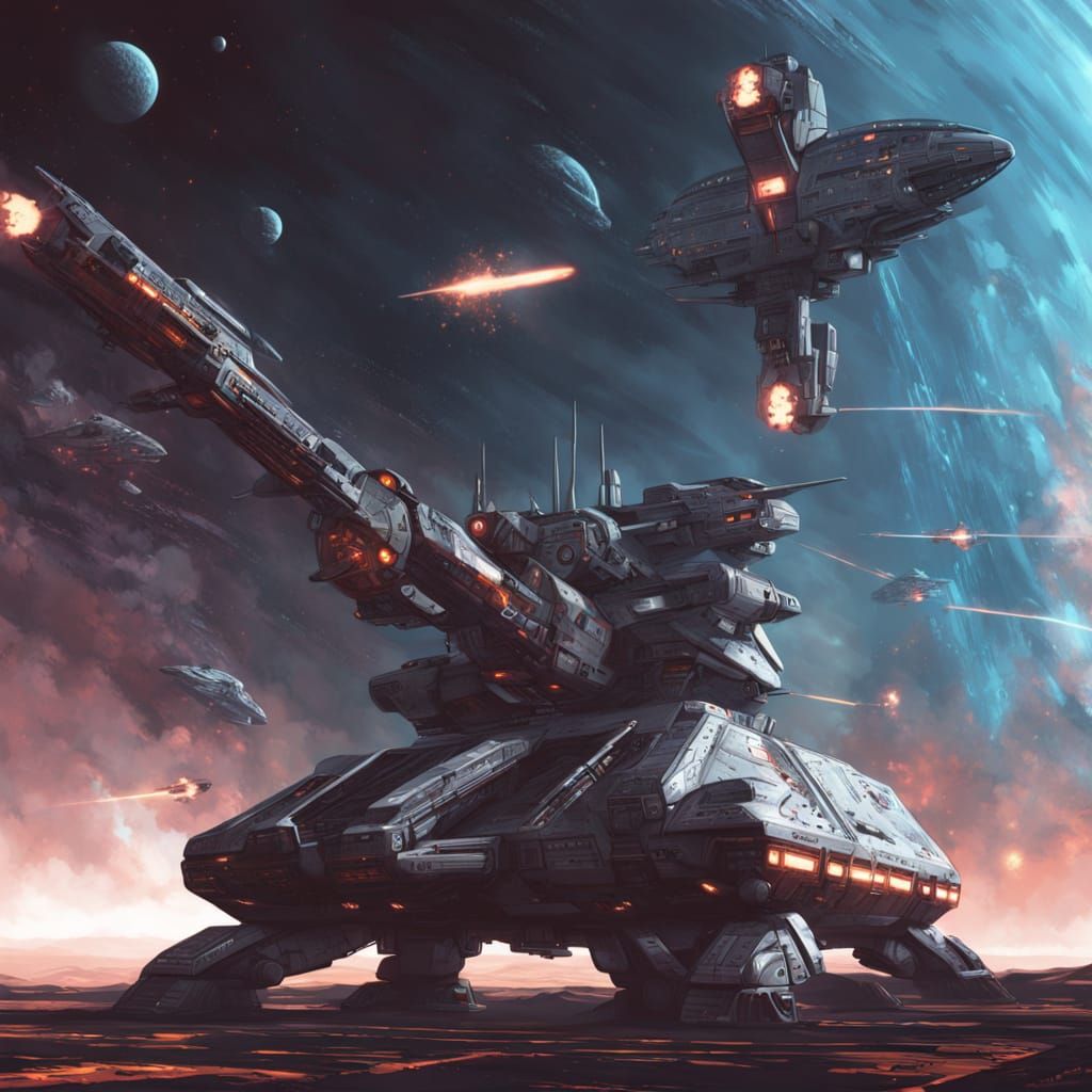 Armored Battle Platform in Deep Space