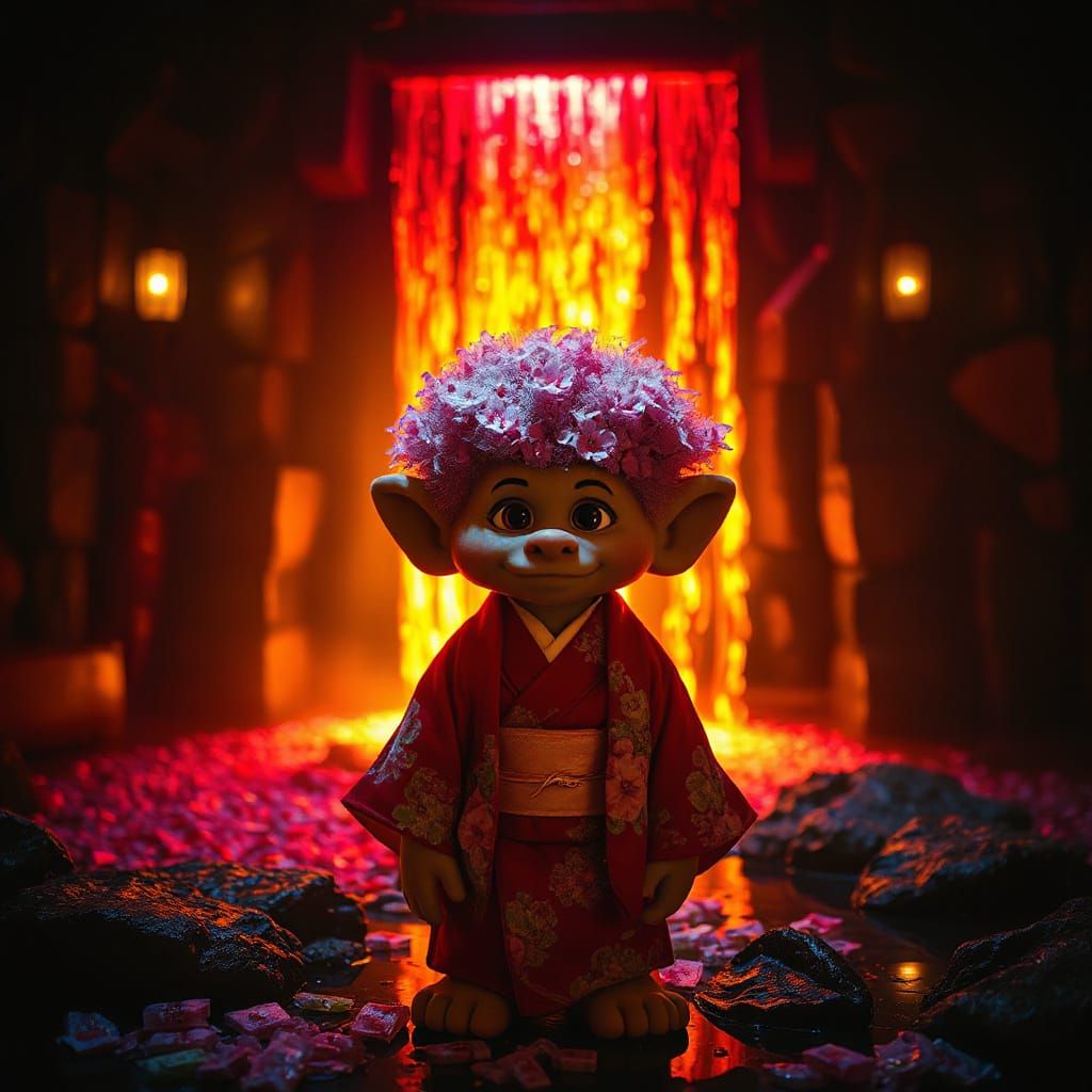 Lush Waterfall in Speakeasy with Kimono Troll