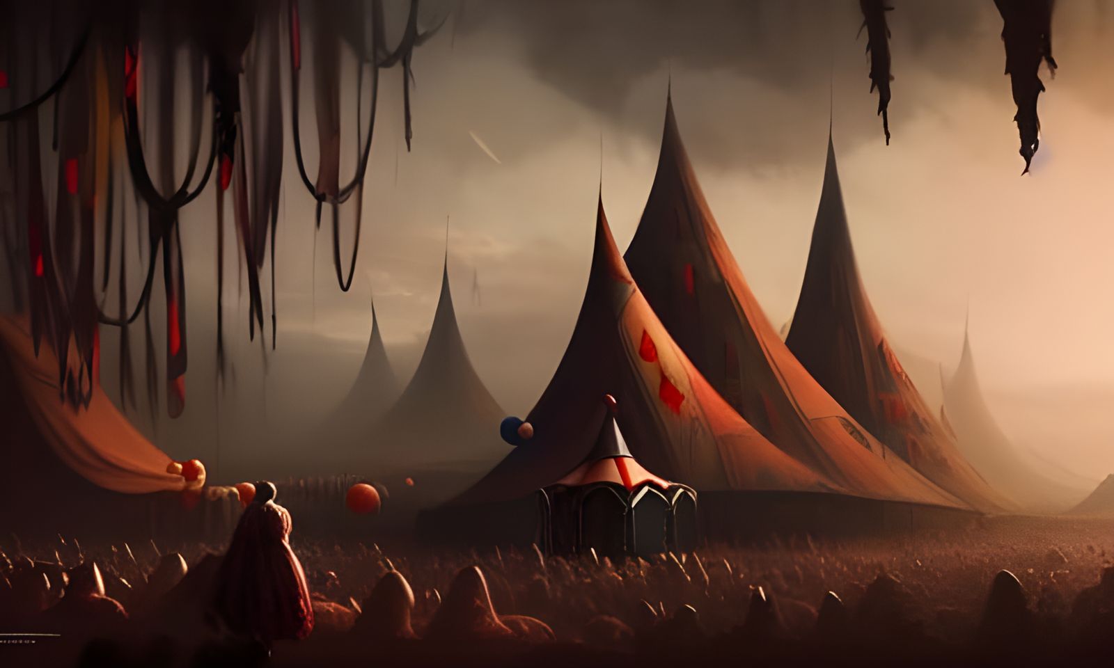 Dark Fantasy Clown in Gothic Circus Tent