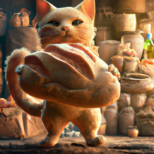 Bread Cat: Detailed Matte Painting in 8K