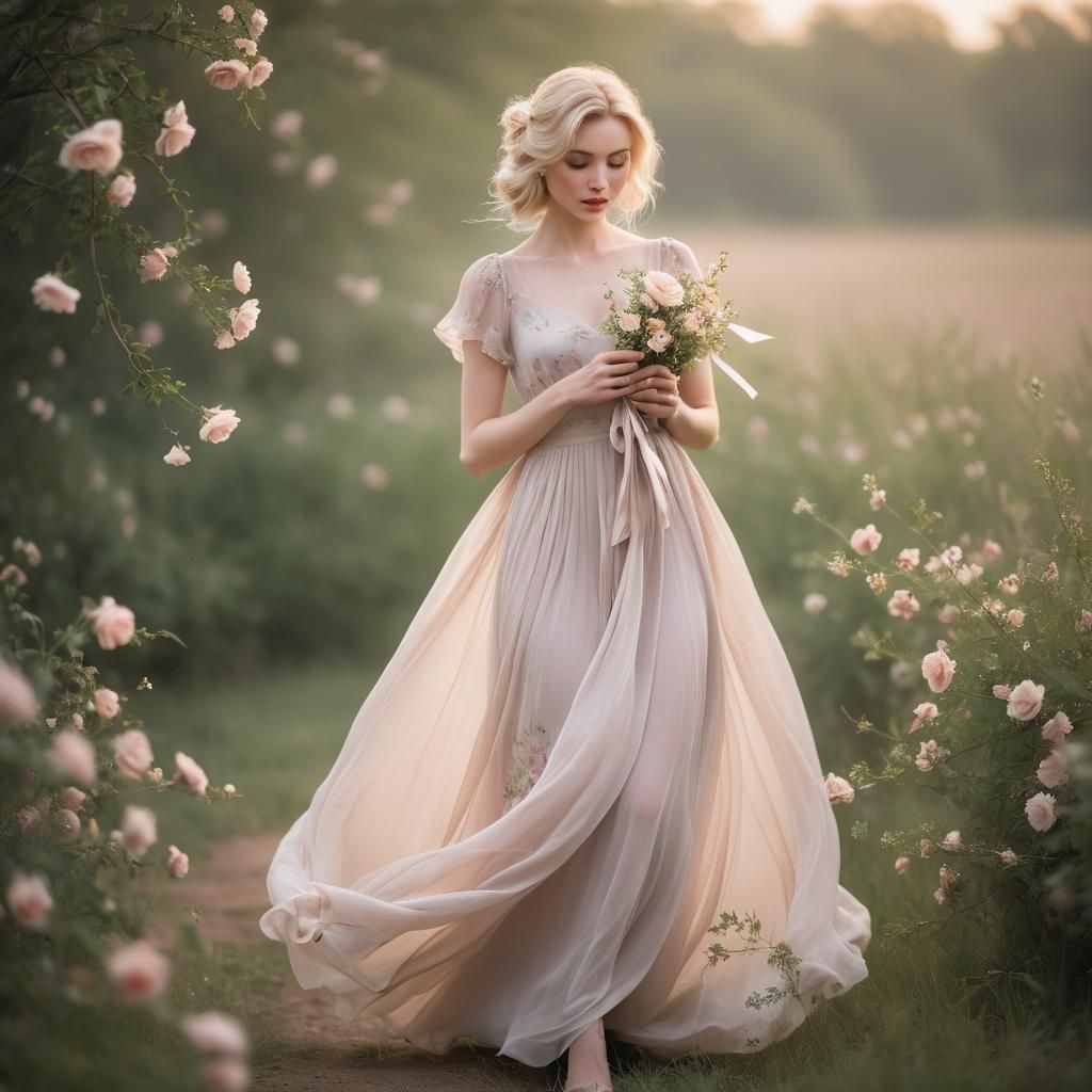 Girl with Envelope in Ethereal Portrait Style