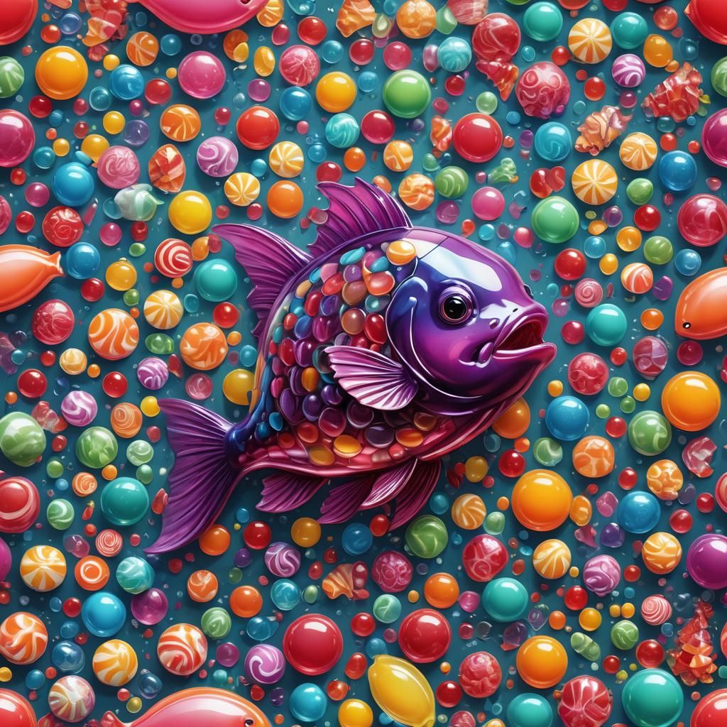 Candy-Style Jelly Fish in Hyperrealistic Detail