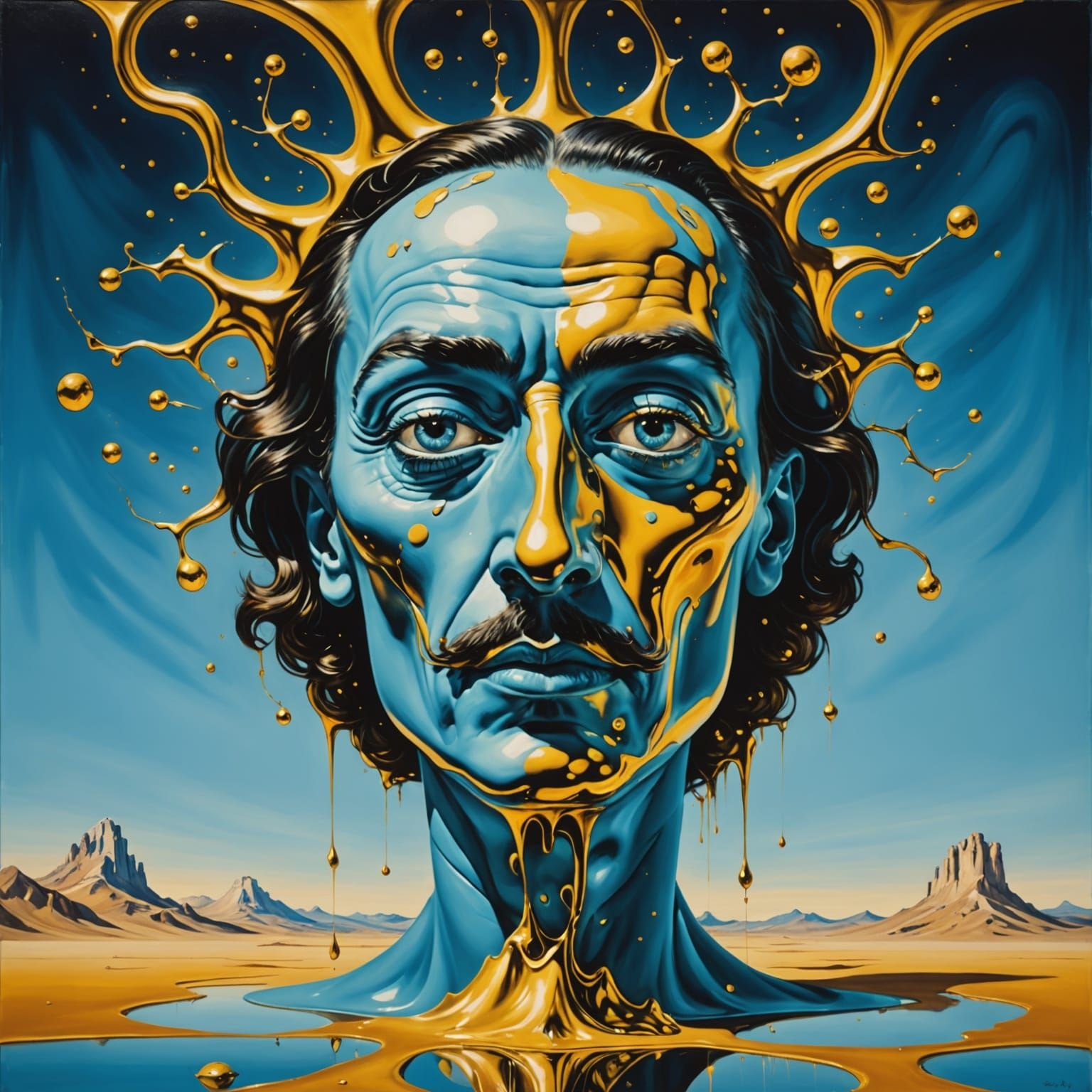 Surrealist Mirth Scene Melts in Matte Oil Canvas