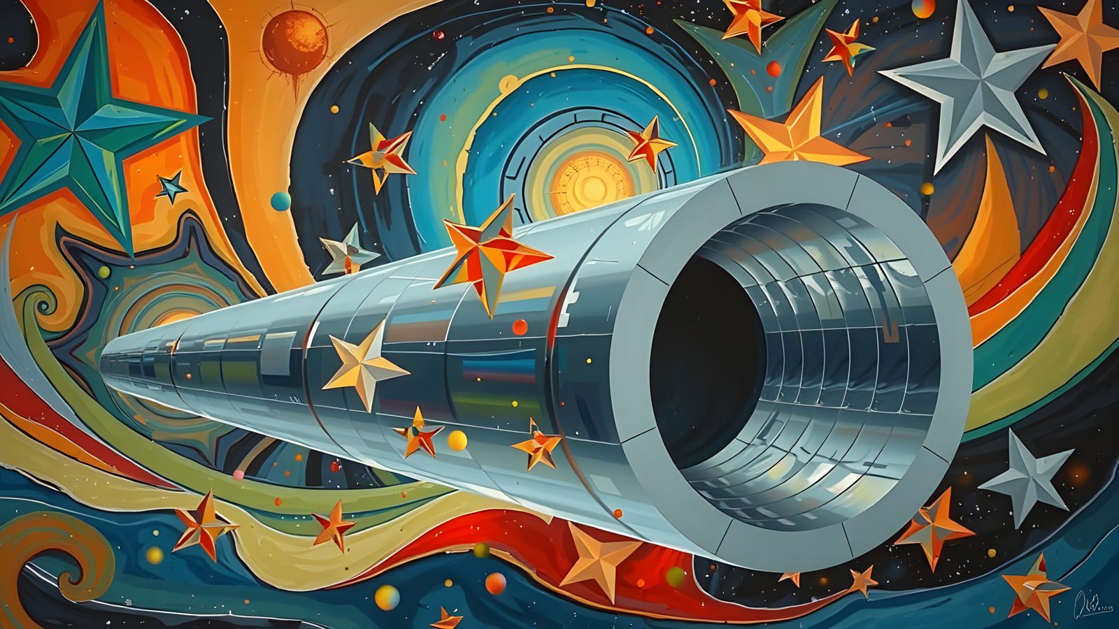 Resplendent Metallic Maelstrom in Vibrant Cosmic Colors