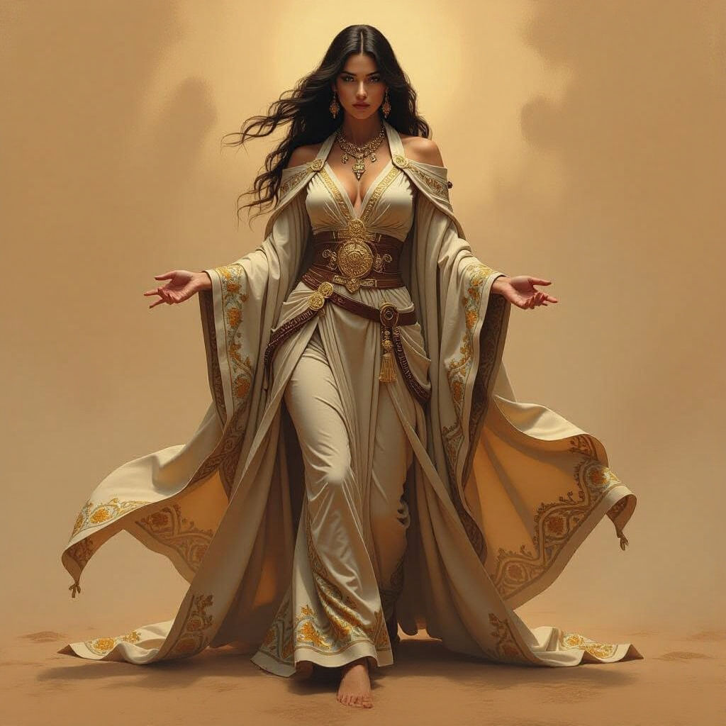 Goddess in Flowing Robes: A Realistic Digital Painting