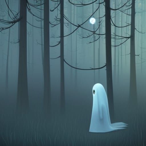 Blue Ghost Lost in Woods: Moody Fantasy