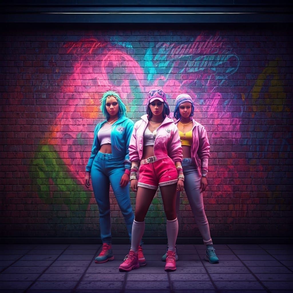 Lisa Frank Rapper Girls Graffiti Art