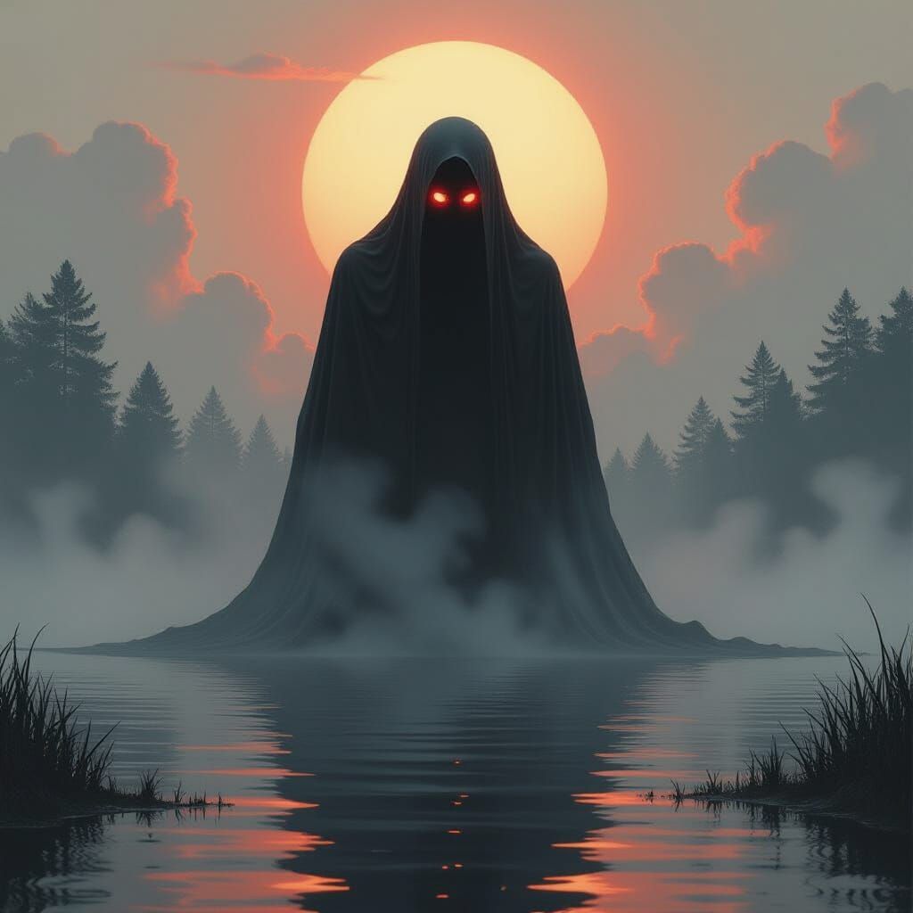 Terrifying Dark Spirit of the Lake: Surreal Gothic Art