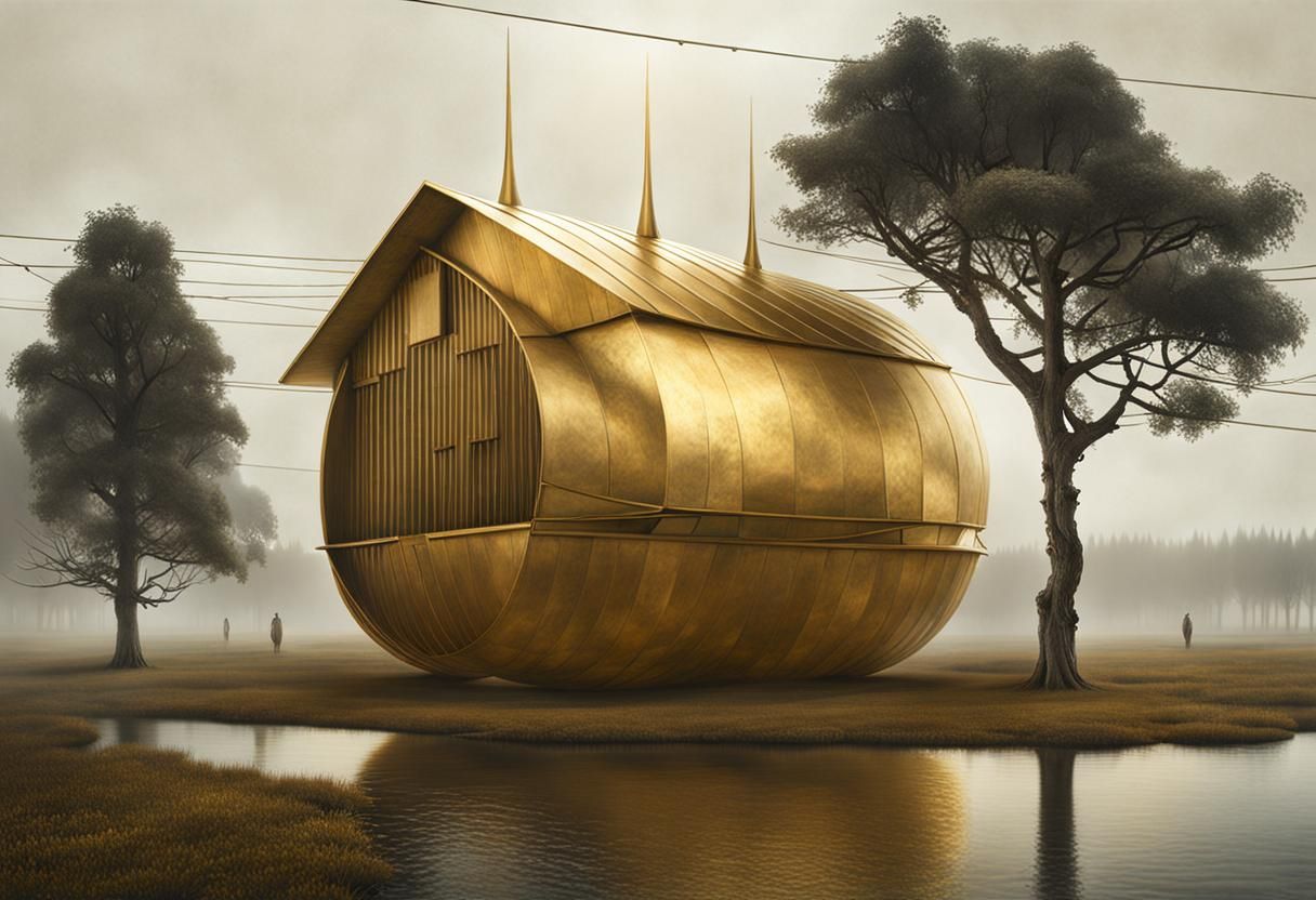 Abstract Golden Cycles: A Matte Painting in Magical Realism