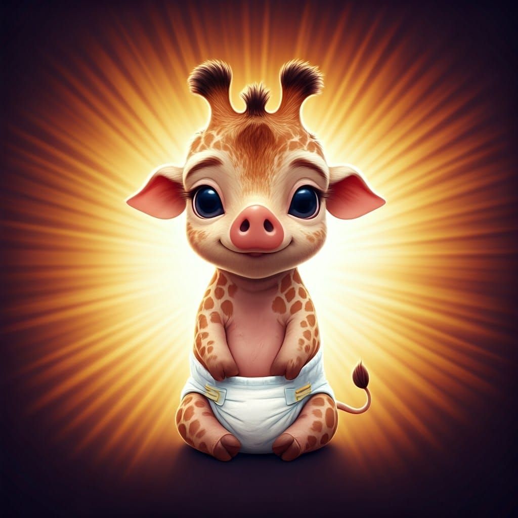 Cute Hybrid Giraffe Piglet Wears Adorable Diaper