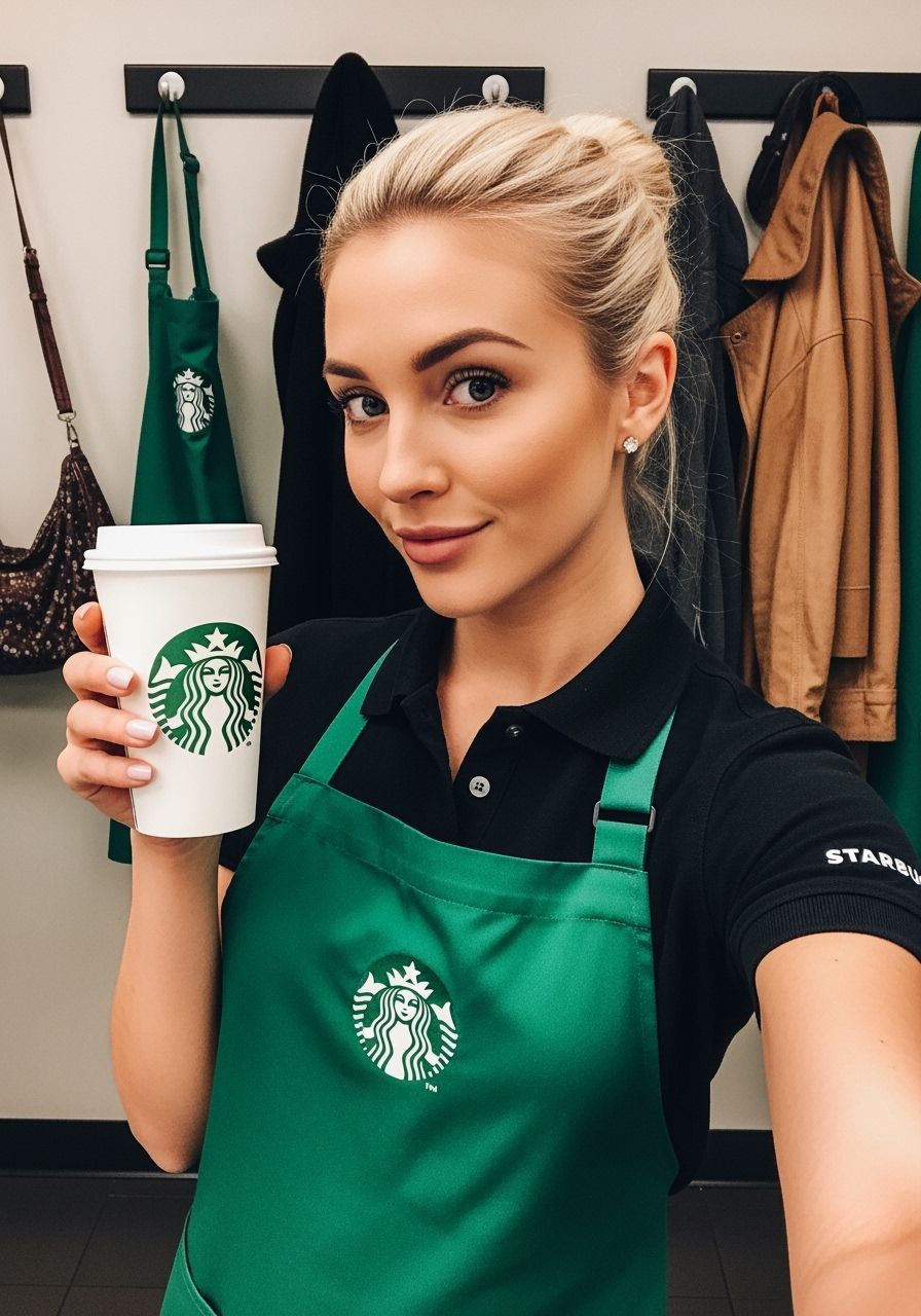 Starbucks Barista Selfie with Realistic Detail