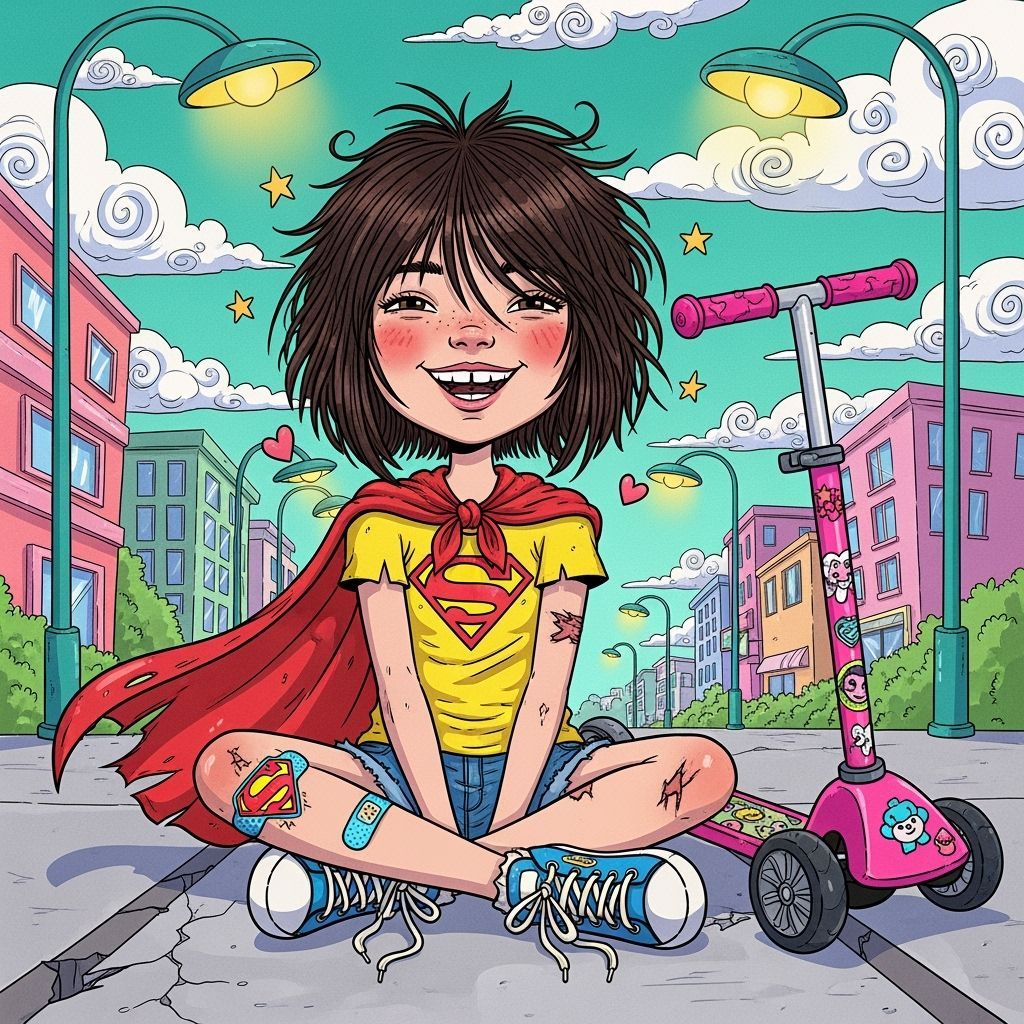 Girl with Superman Cape and Bandaid