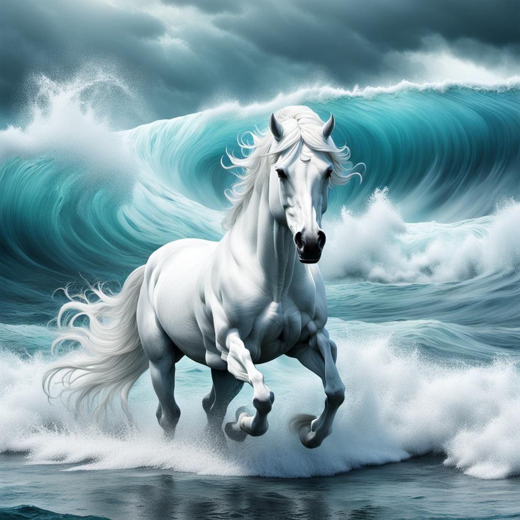 Majestic Sea Horse: Digital Fantasy Art