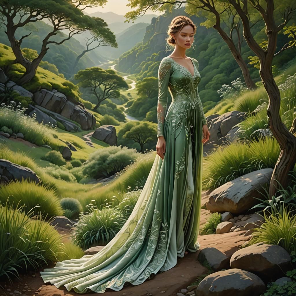 Maiden Blends with Landscape in Dreamlike Realism