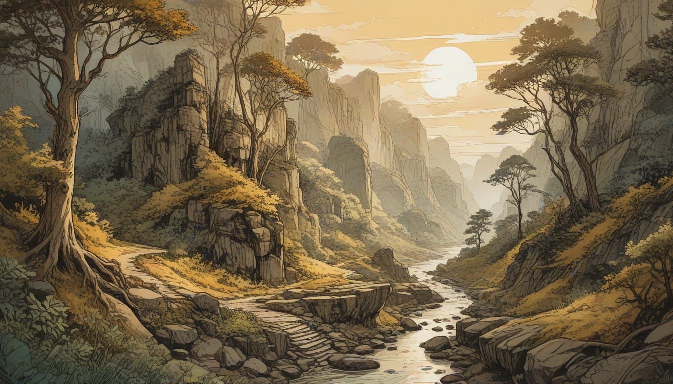 Whimsical Fantasy Landscape in Lowbrow Style