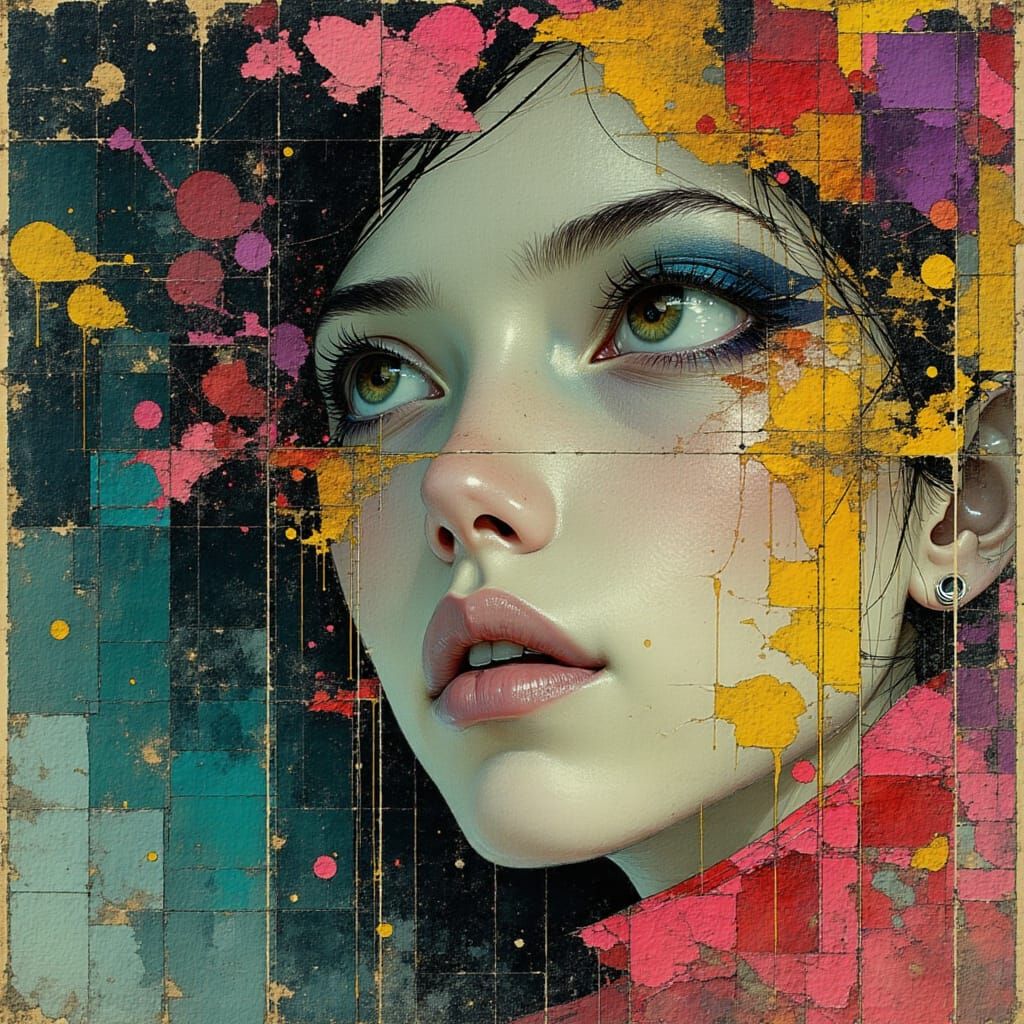 Woman Gazing at Reflection in Surreal Dreamscape