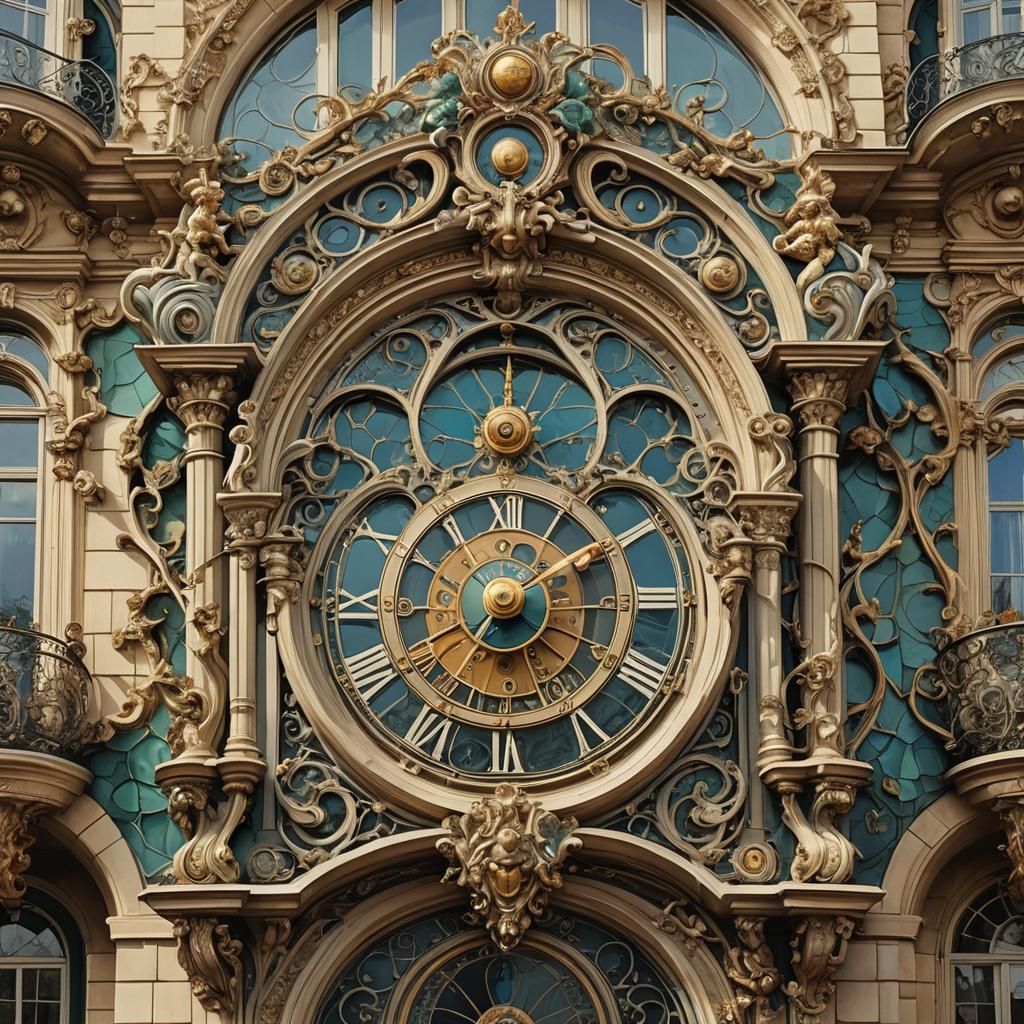 Surreal Fusion: Art Nouveau Meets Rococo Architecture