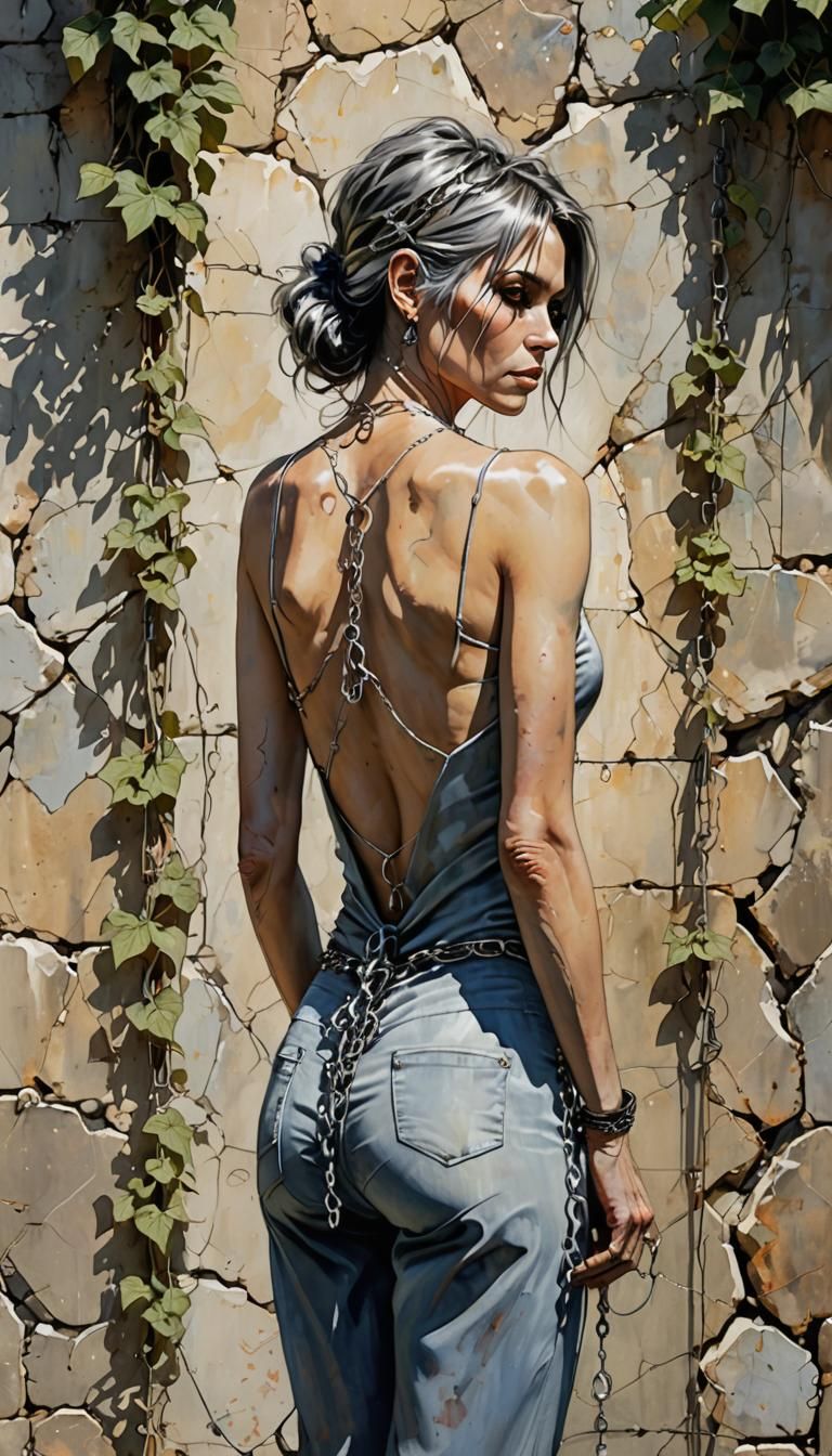 Chained Woman: Surreal Portrait Inspired by Klimt