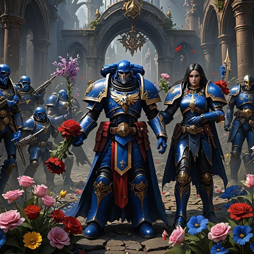 Warhammer 40k Ultramarine Offering Flowers