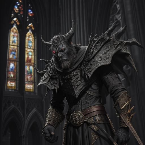 Duriel the Monster in Gothic Cathedral Illustration