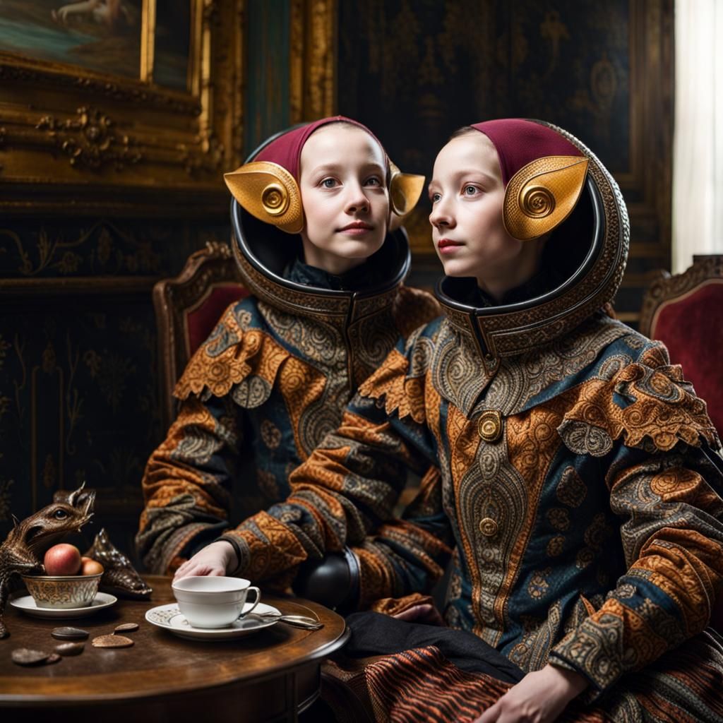 Surreal Alien Restaurant Celebration in Hyperreal Detail