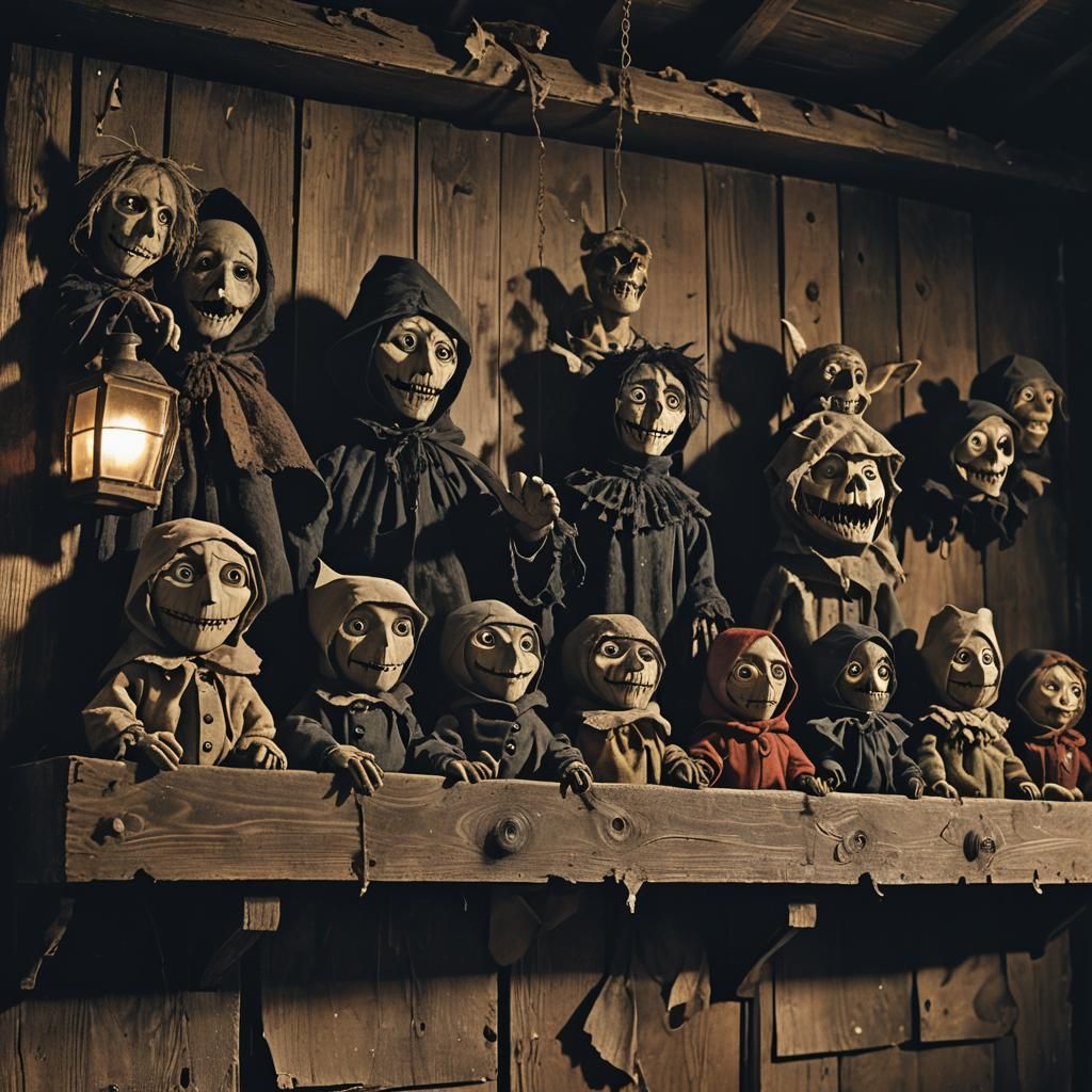 Eerie Hand Puppets in Dark Fantasy Art Style