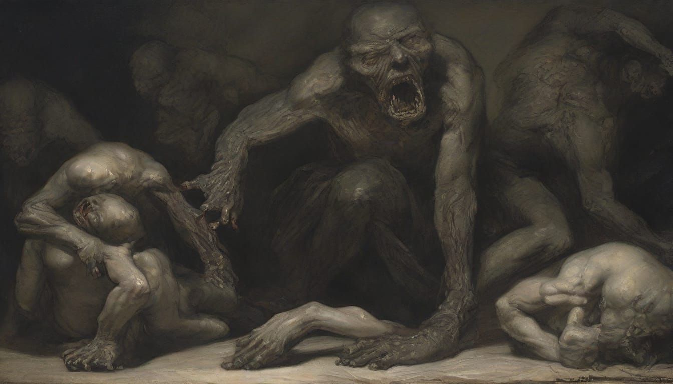 Visceral Vision of Hell as Oil Painting