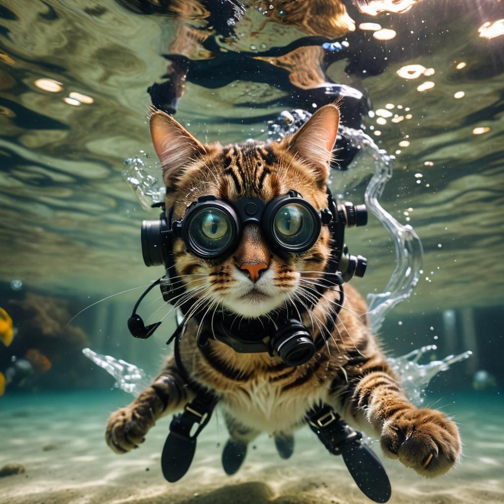 Cat Underwater Photographer in Natural Light