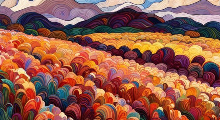 Winter Fields: Expressionist Oil Painting with 3D Shading