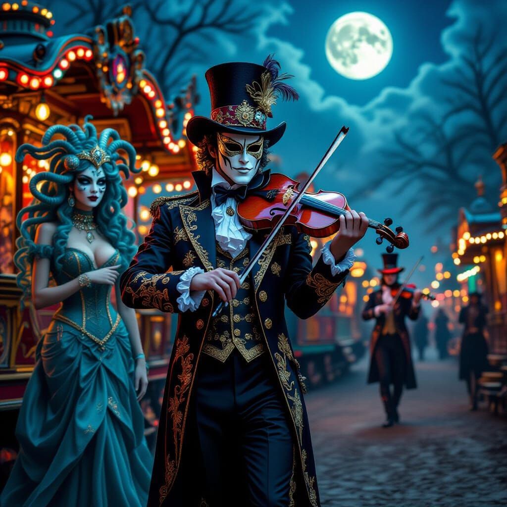 Mystical Gothic Carnival with Ringmaster and Masquerade