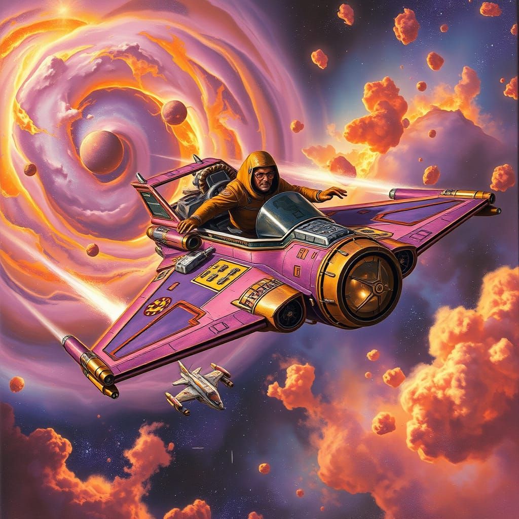 Ferengi Space Pirate Zips Through Cosmic Landscape in Gaudy ...