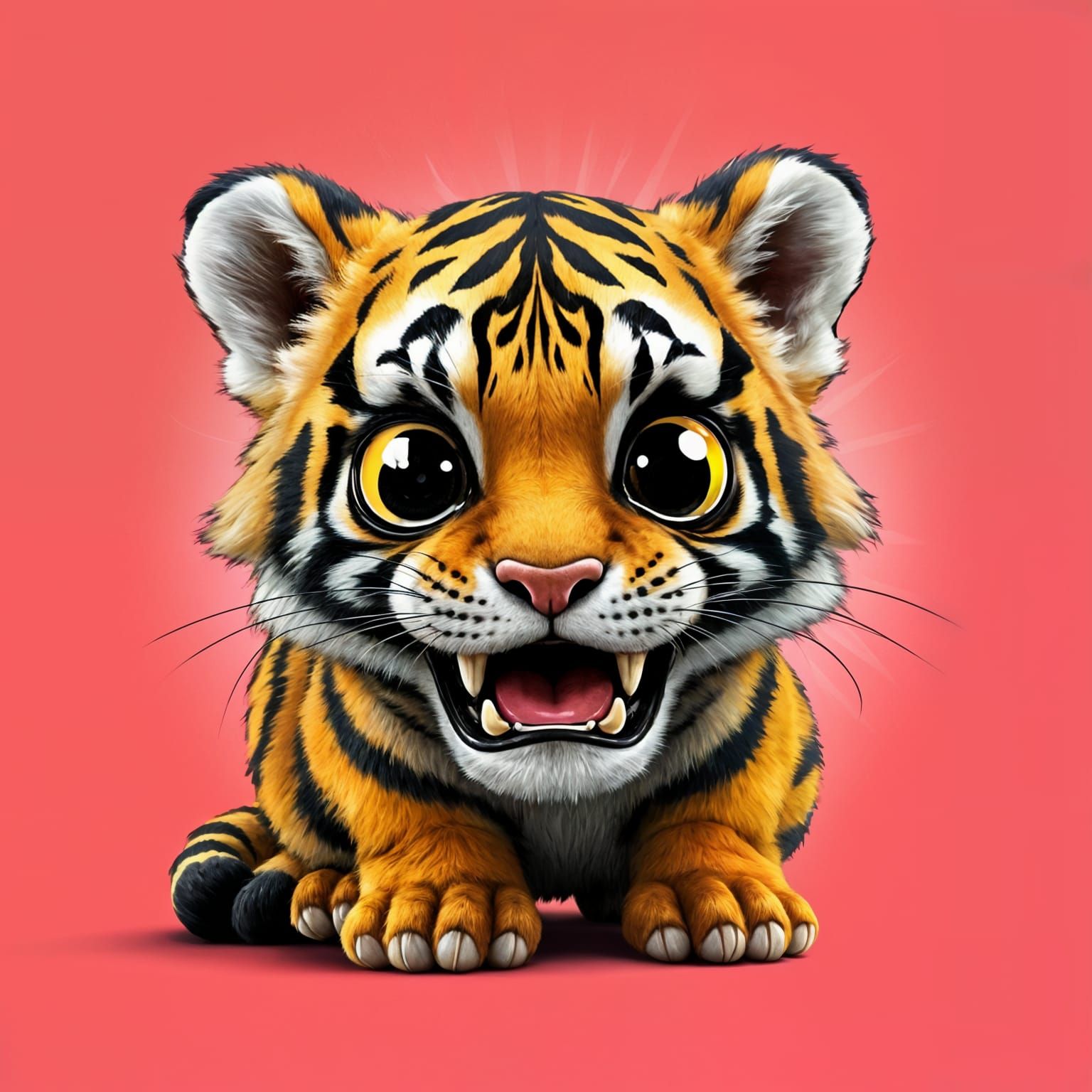 Cute Tiger Cub in Vibrant Pop Art Style